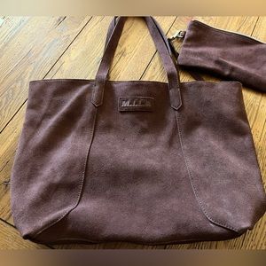 M.I.L.A Chocolate Brown Suede Tote and Suede Pouch